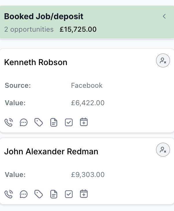 T Nicholson booked jobs and deposits pipeline