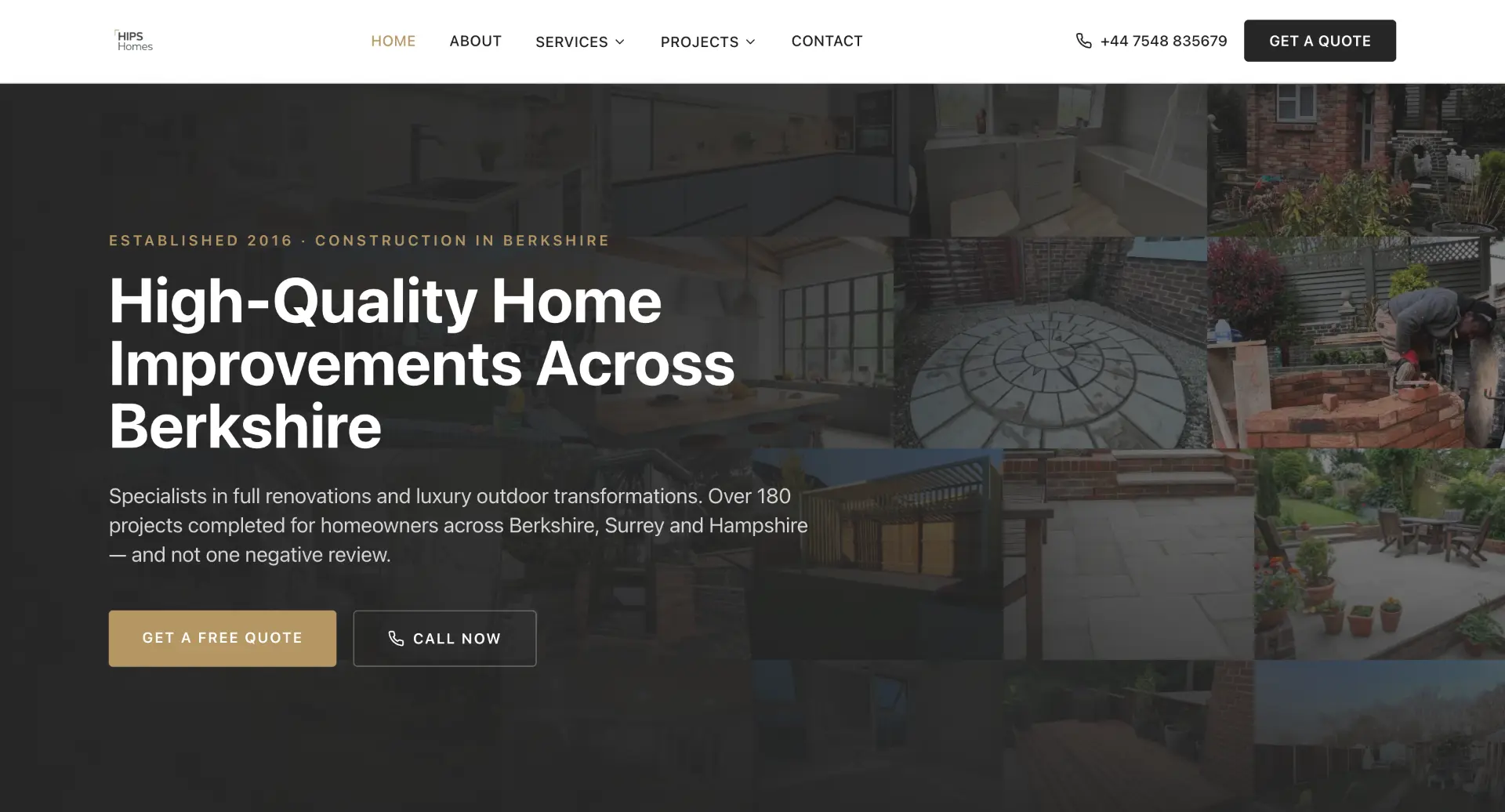 HIPS Homes website homepage